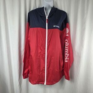 Columbia Flash Challenger Windbreaker Jacket Mens Large Red Navy Blue